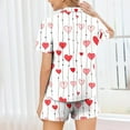 thumbnail image 4 of ABATAB Valentine's Day Lounge Sets for Women Short Sleeve Shorts Pants Button down Love Heart Print Pajama Sleepwear Outfits, 4 of 7