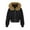 Black, variant on Faux Fur Trim Hoodies for Women Y2k Long Sleeve Cropped Sweatshirt Zip Up Jacket with Fur Hood Vintage Outfit Fall Winter Outfits Fashion Tops