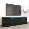 thumbnail image 2 of Meble Furniture Adjustable Television Stands with LED Lights, Wood Black, 70", 2 of 4