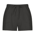 thumbnail image 3 of SDNall Womens Cotton Linen Shorts Solid Color Comfortable Elastic Wide Leg Casual Shorts, 3 of 9