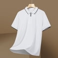 thumbnail image 3 of Mens Zip Up T-Shirts, Short Sleeve Shirts for Men Summer Casual Vintage Solid Color Lapel V Neck T Shirt Tops M-4XL, 3 of 3