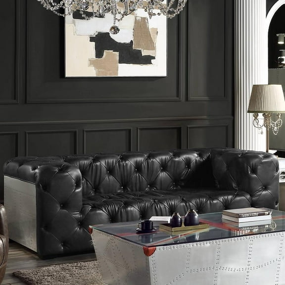 ACME Brancaster Sofa, Black Top Grain Leather