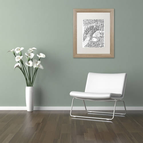 Trademark Fine Art "River" Canvas Art by KCDoodleArt White Matte, Birch Frame