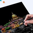 thumbnail image 2 of Scratch & Sketch Art for Kids & Adults, Rainbow Painting Night View Scratchboard(A4), Art & Craft, 4 Sheets Scratch Cards & Drawing Pen, Clean Brush (Beautiful City), 2 of 7