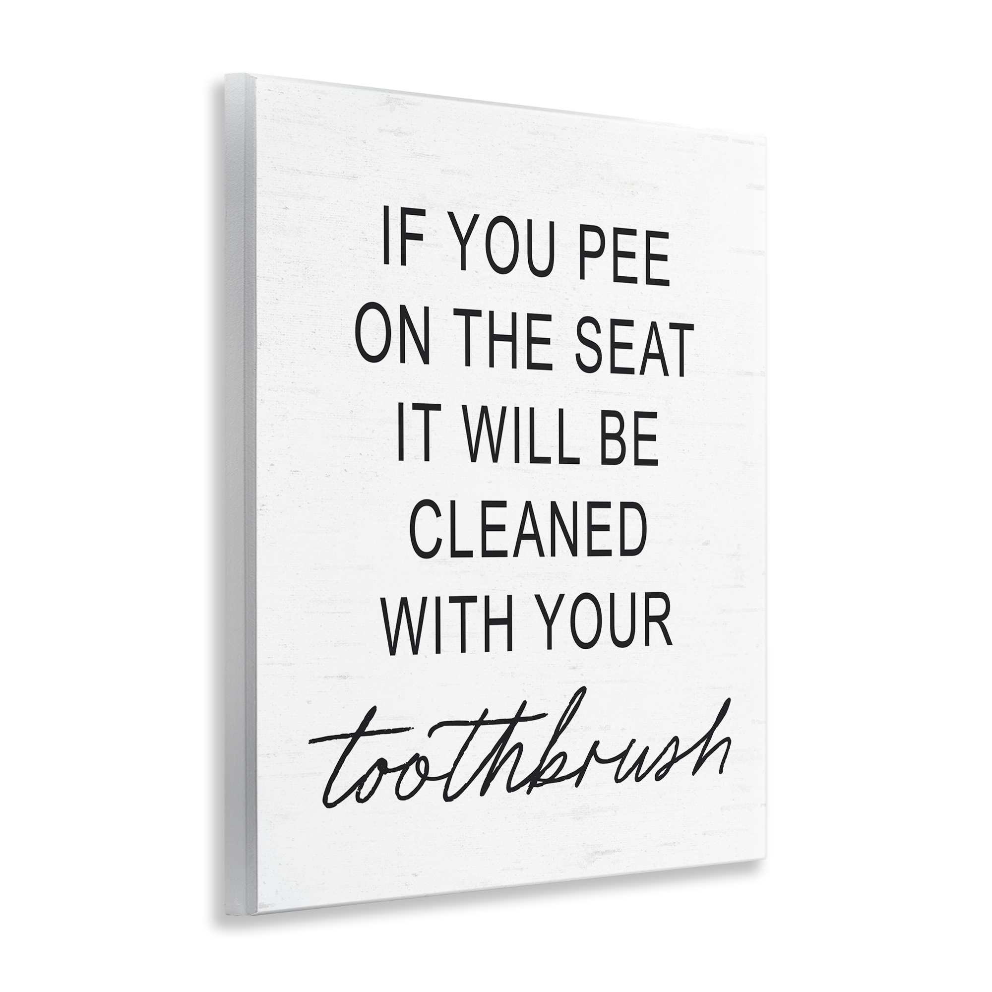 Sassy Clean With Toothbrush Warning Wall Plaque Art, design by Lettered and Lined
