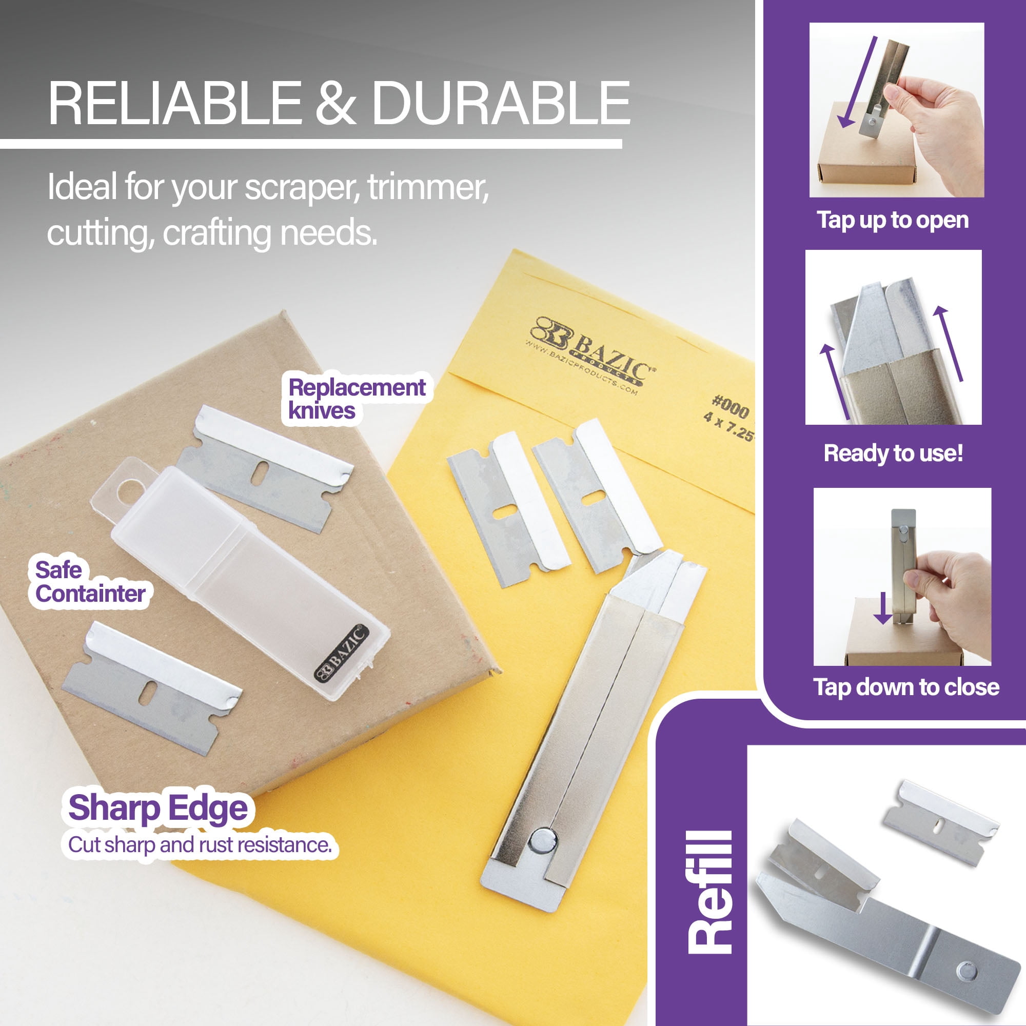 BAZIC Carton Cutters w/ 4 Replacement Blades in tube, Utility Knife Sets, 24-Pack