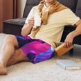 thumbnail image 5 of Fuzoiu Neon Toy Cat Reflections Print Pajama Shorts for Men, Men's Pajama Bottoms,Mens Lounge Sleepwear,Pajama Pants with Pocket-Large, 5 of 6