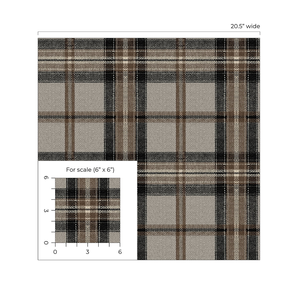 Harry & Grace Cliffside Herringbone Plaid Premium Matte Non-Woven Peel and Stick Wallpaper - 20.5 in. W x 18 ft. L Roll