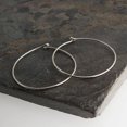 thumbnail image 5 of Round Huggie Hoop Sterling Silver Earrings 35 mm 20 GA Lightweight Wire Piercing Drop Dangle Threader Hoops for Women Smooth, 5 of 8