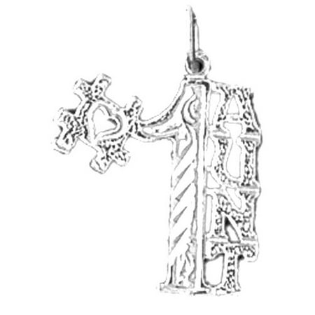14K White Gold #1 Aunt Pendant - 21 mm