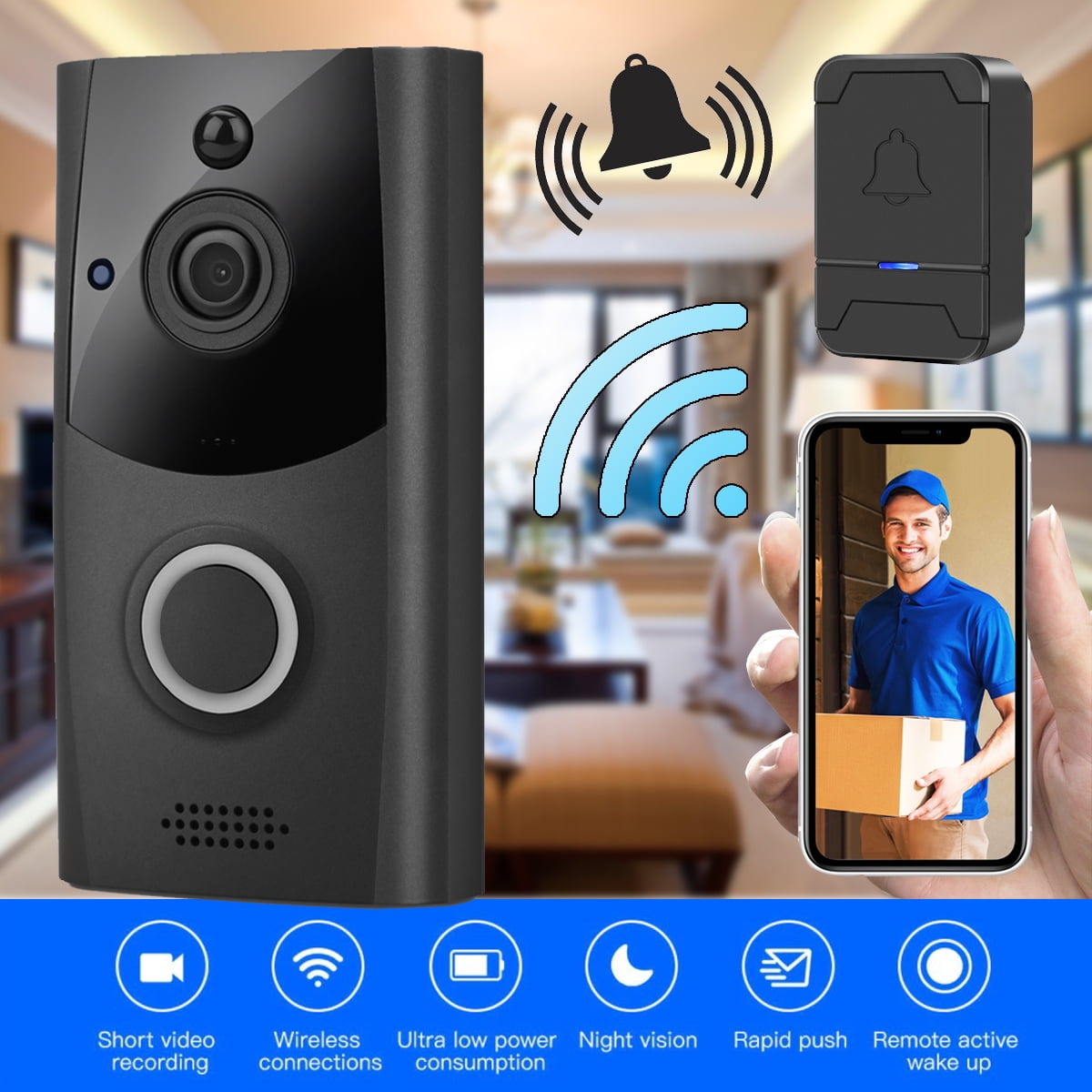 Wall Mounting Wireless WiFi Video Doorbell Smart Doorbell