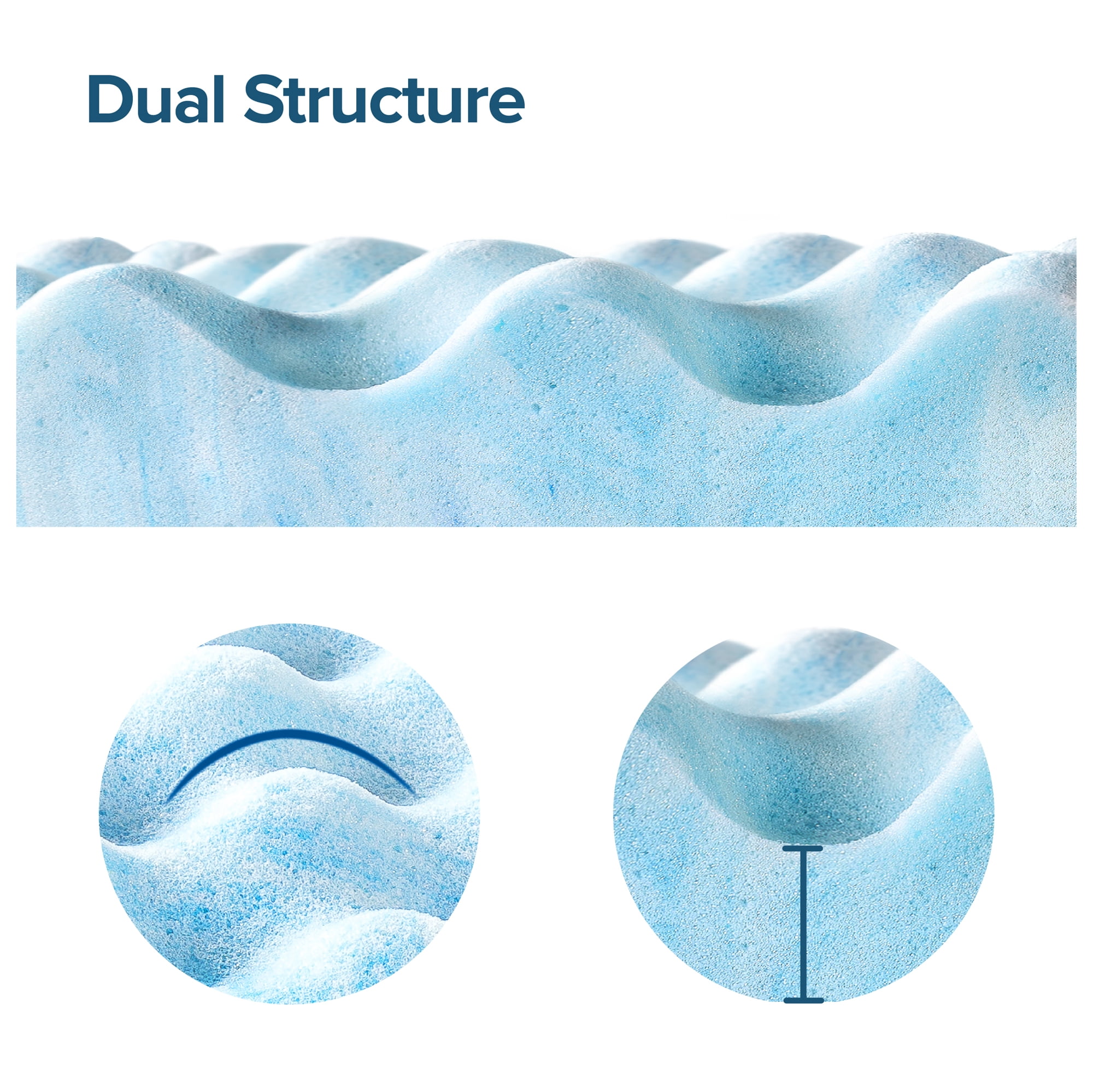 Zinus 1.5" Swirl Gel Cooling Memory Foam Mattress Topper, Twin
