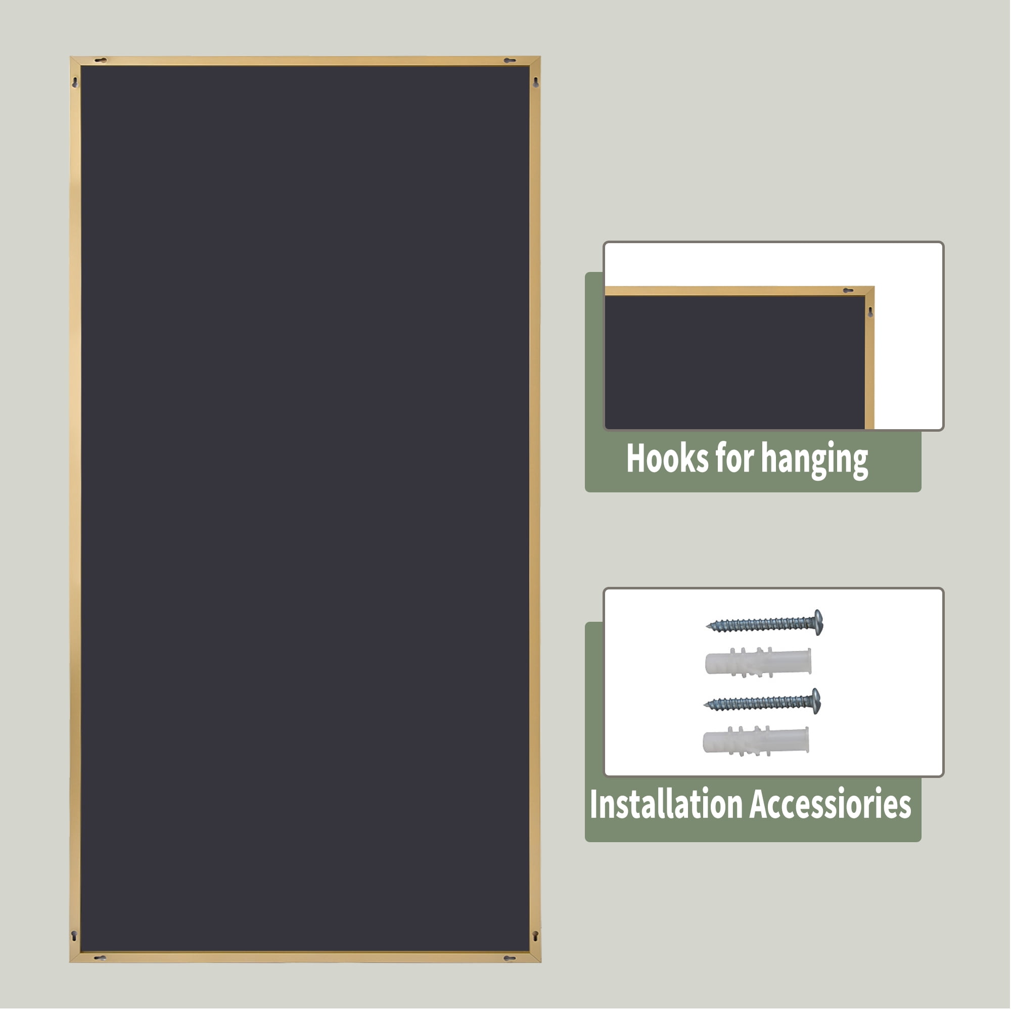 Anyrose 71"x 30" Full Length Mirror Rectangular Floor Standing Mirror Wall Mounted, Gold