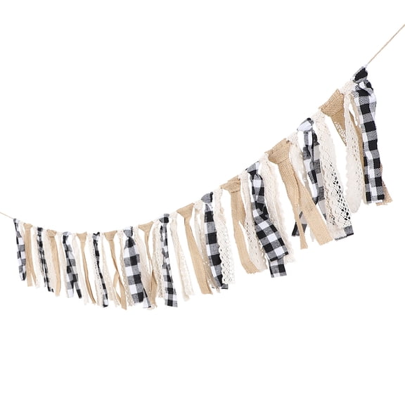 FOLOYORI 1Pcs Jute Burlap Banner with Lace for Home Decoration and Party Supplies 200x9.8in