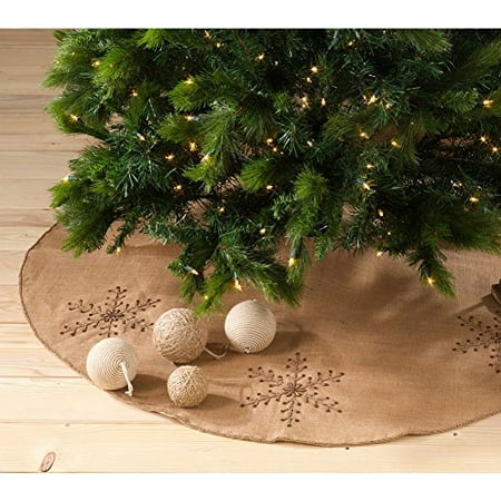 Chirstmas Deals Jeweled Snowflake Burlap Design Holiday Decor Natural Chirstmas Tree Skirt, One Piece ()