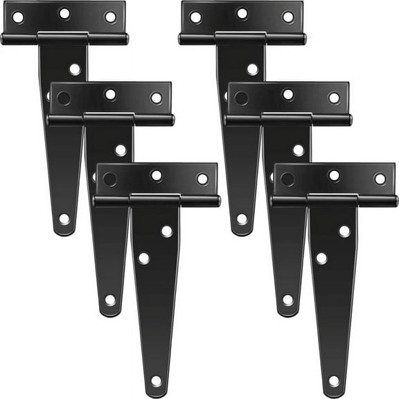 6 PCS 4 Inch T-Strap Hinges Rustic Gate Strap Hinge Rustproof Door Black for , Fence and Barn Gates