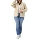 thumbnail image 2 of Chaqueta de forro polar con capucha para mujer GRACE & GRANDEUR, talla grande, de manga larga, con botones, abrigo casual de teddy con bolsillos, 3X beige, 2 of 5