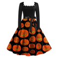 thumbnail image 1 of Womens Halloween Costumes 2024 Cosplay Gothic Dresses Women's Casual Fashion Halloween Print Vintage Long Sleeve Dress, 1 of 4