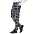 thumbnail image 4 of INSPIRE CHIC Men's Business Plaid Pants Casual Slim Fit Checked Dress Trousers 30 Navy, 4 of 7