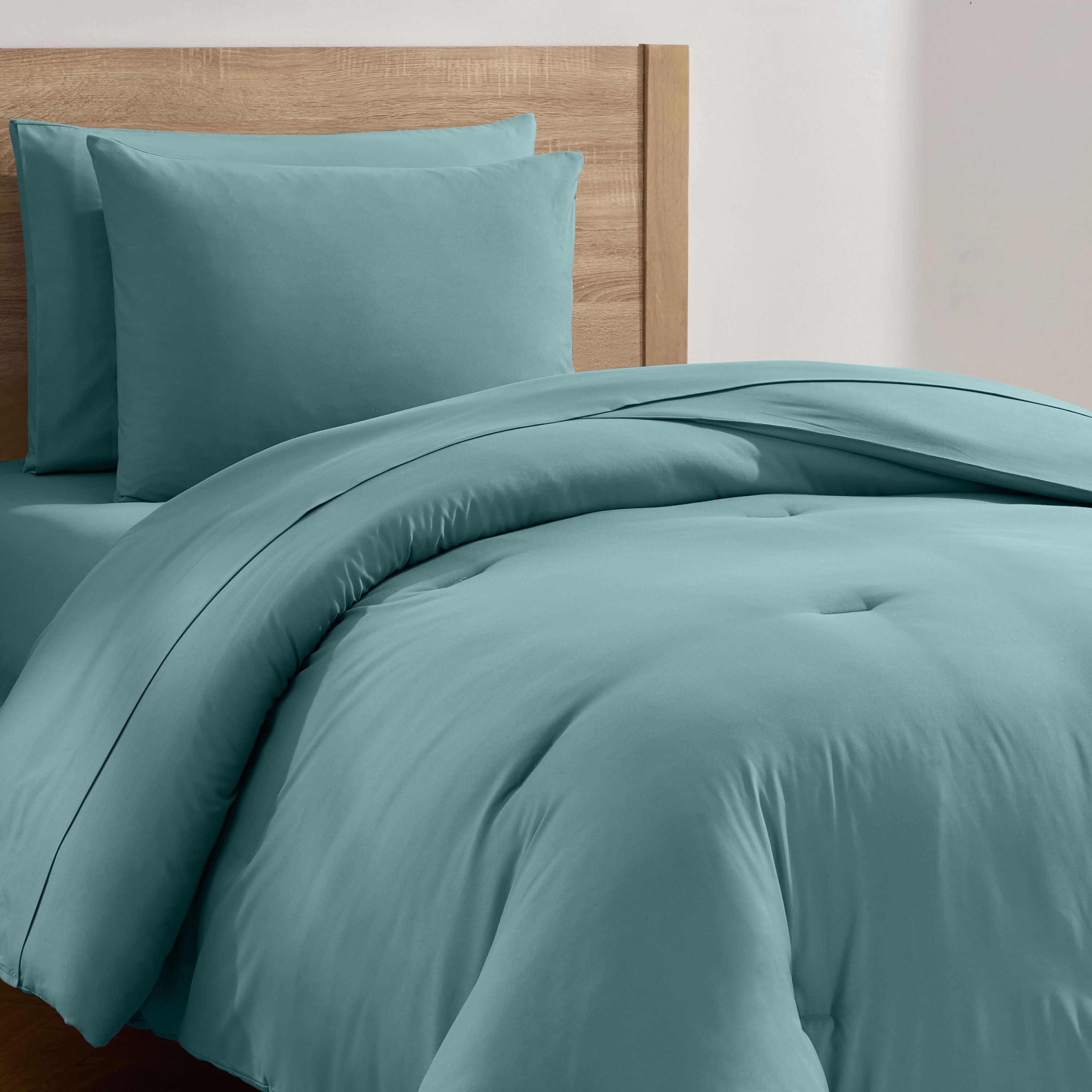 LammaLoe Twin Comforter Sets, 5 Piece Bed in a Bag, Ultra Soft Bedding Comforter Set with Sheets, All Season Bed Set, Mineral Blue