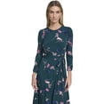 thumbnail image 2 of Falling Flowers Women's 3/4 Sleeve Belted Midi Dress, Sizes XS-XL, 2 of 6