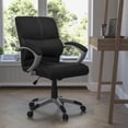 thumbnail image 3 of Mid-Back Black Leather Contemporary Swivel Manager's Office Chair with Arms, 3 of 6