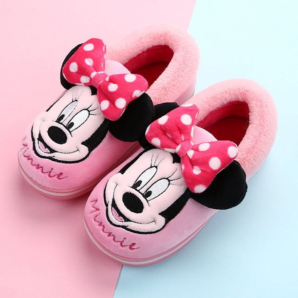 Envío directo de una pieza 121647, bolso de zapatillas de algodón para niños con dibujos animados de Mickey, zapatos de algodón para interiores para niños pequeños, medianos y grandes en invierno