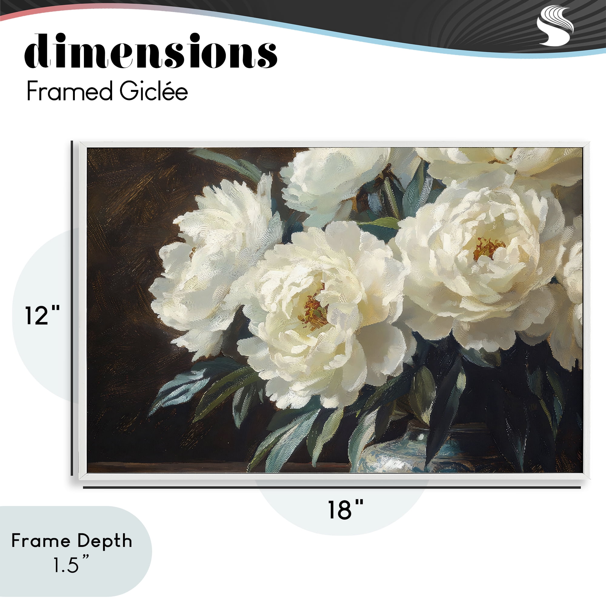 Stupell Industries Large Moody White Floral White Framed Giclee Art, design by Petal Prints Design