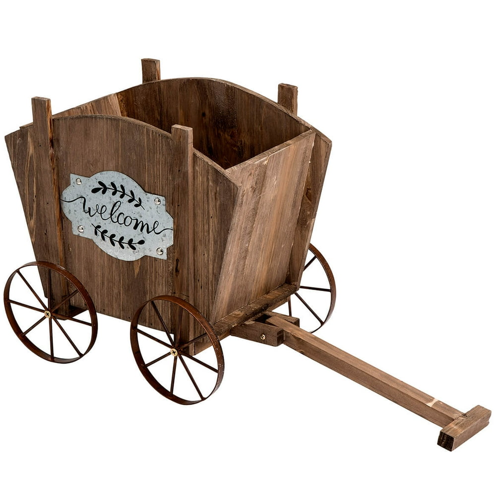 Wagon Wooden Planter Box, Amish Wagon Decorative