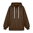 thumbnail image 5 of SYwaren Women's Long Sleeve Oversized Half Zip Hoodie Casual Sweatshirt Side Slit Tops, 5 of 7