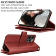 thumbnail image 4 of iphone 16 Pro Max Phone Case, Leather Wallet Case for Apple iphone 16 Pro Max, Ebizware Credit Card Cash Holder Folio Flip [Detachable] Kickstand Magnetic Cover & Lanyard for Women Men [Wine Red], 4 of 6