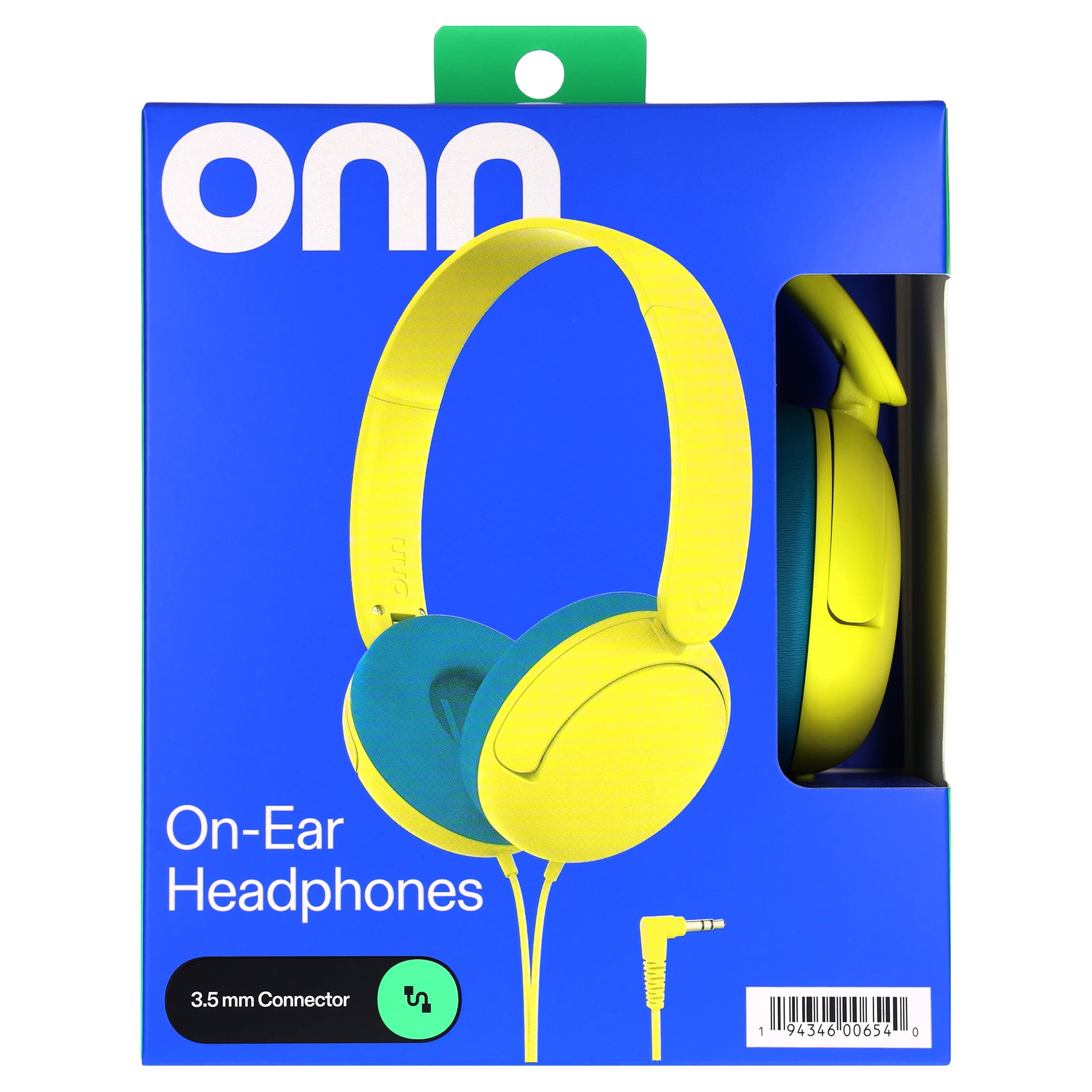 onn On-Ear Headphones with 3.5 mm Connector, Yellow