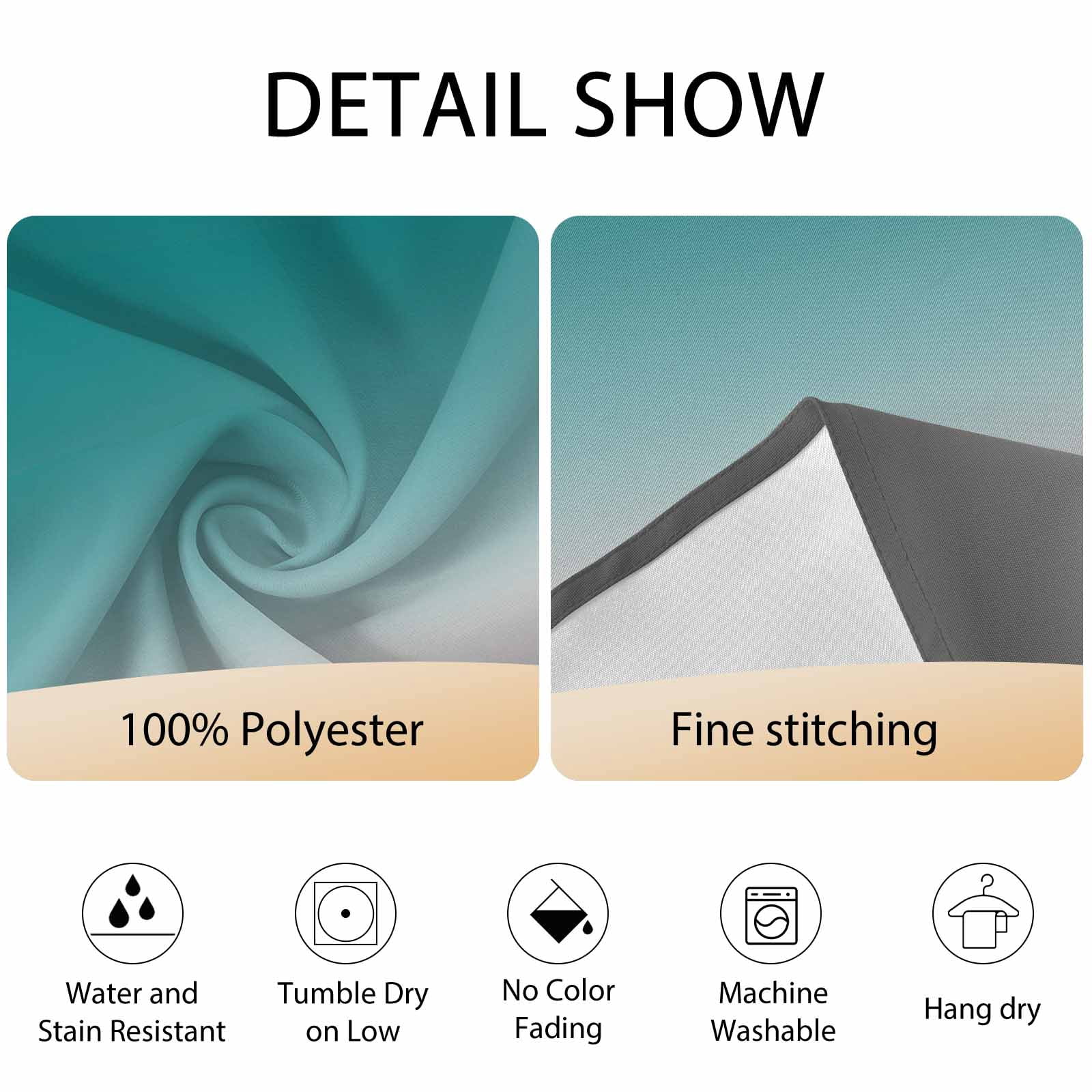 Round Tablecloth Turquoise Grey White Gradient Waterproof Oil Proof Polyester Table Cloth Cover Decor for Home Dining Outdoor,Patio,Parties, 54" Dia. Abstract Watercolor