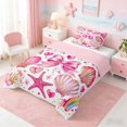 thumbnail image 2 of Manfei Pink Coquette Bow Twin Comforter Sets for Girls, Cute Rainbow Seashell Bedding Set, Pink Reversible 2pcs, 1 Comforter and 1 Pillowcase, 2 of 6