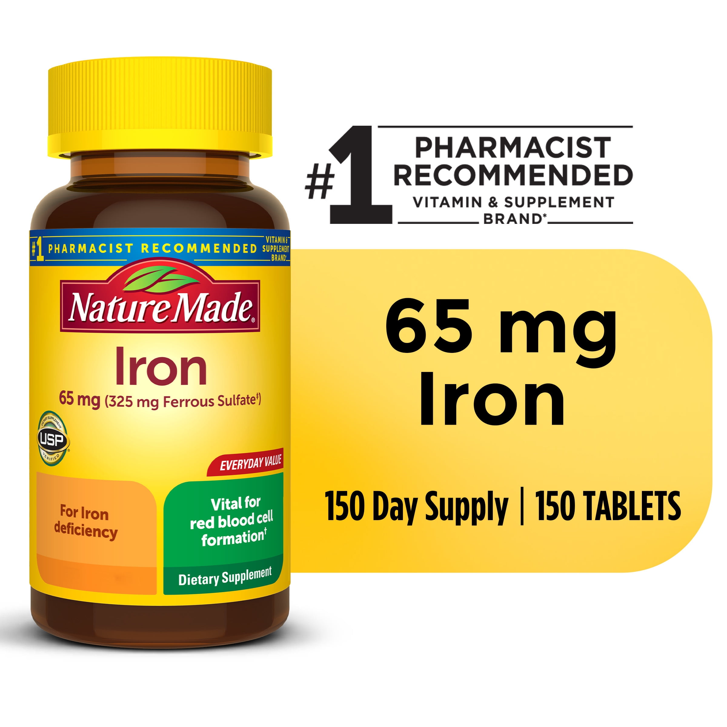Nature Made Iron 65 mg (325 mg Ferrous Sulfate) Tablets, Dietary
