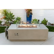 AMS Fireplace Creations 66" Light Gray Sedona Fire Pit Table w/ Pullout Propane Tank Drawer