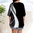 thumbnail image 4 of V-Neck Women's Short Sleeve T-shirt Summer Tops For Women Short Sleeve Crewneck Oversized T Shirts Trendy Solid/Flower Printed Beach Vacation Clothes,Black Women's Short sleeve T-shirt S, 4 of 6