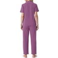 thumbnail image 3 of INSPIRE CHIC Women's Pajama Set Button Down Soft Short Sleeve Sleepwear Long Pants 2 Piece Lounge Set 2XL Purple, 3 of 6