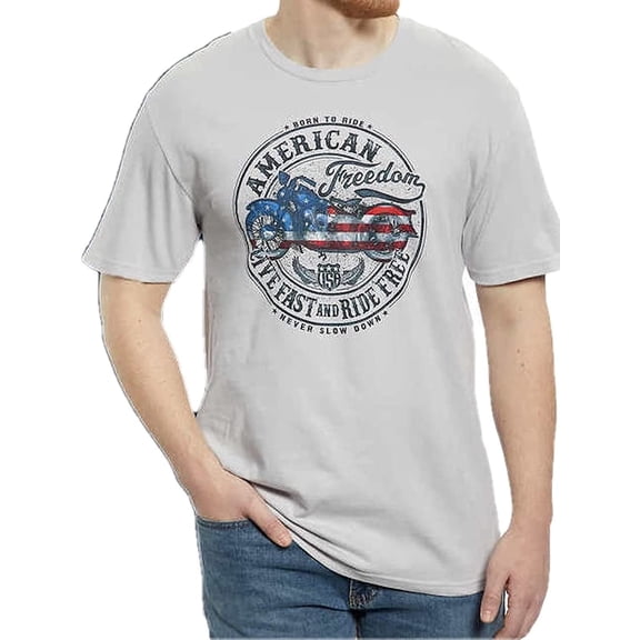 Great American Lakes and Timber GALT Men's Short Sleeve Patriotic Graphic T-Shirt Gray, Medium