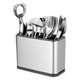 thumbnail image 1 of Soporte de utensilios de cocina Uxcell, soporte de cocina cuadrado de acero inoxidable para cubiertos, tenedor, plata, 1 of 6