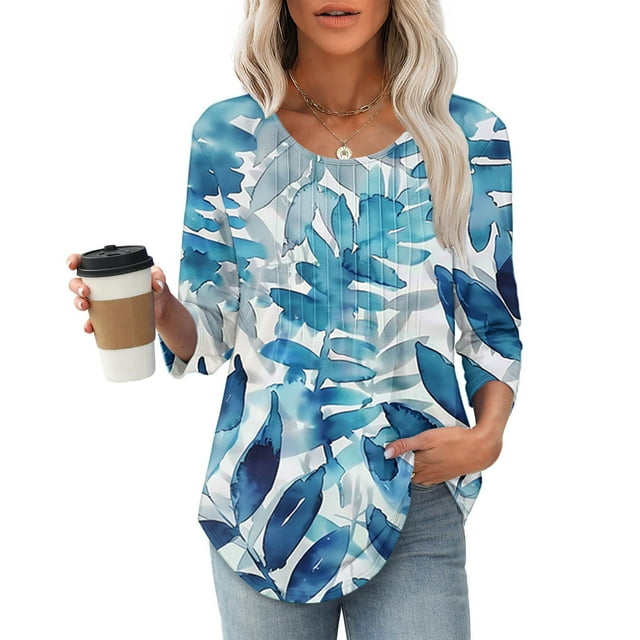 Weiqiqre Womens T Shirts Pleated Summer Tops 2025 Ruffle Bell Sleeve Fasion Trendy Spring Blouses