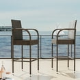 thumbnail image 2 of Vineego Wicker Outdoor Barstools - Set of 2, Brown, 2 of 7