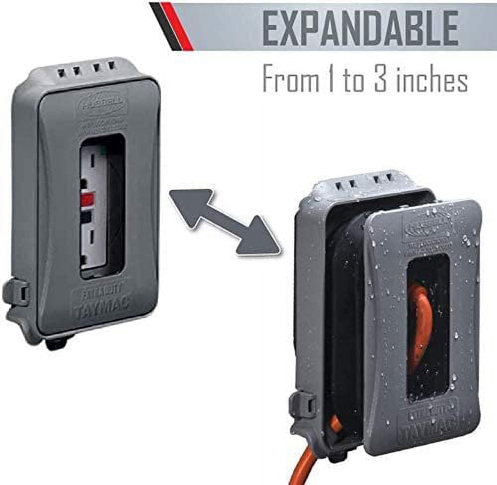 TayMac ML500G Single Gang Horizontal/Vertical Mount Weatherproof Expandable Low Profile Extra Duty while In-Use Cover, Gray Finish - 2 Pack