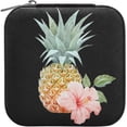 thumbnail image 2 of Coolnut Travel Jewelry Box Pineapples PU Leather Jewelry case Small Portable Jewelry Organizer Box for Rings Earrings Necklaces Bracelets(Black) Women Gifts, 2 of 7