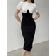 thumbnail image 1 of Elegante minivestido de terciopelo liso con aberturas, manga larga, corte en A, para mujer, atuendos casuales de moda para otoño, económicos, 1 of 6