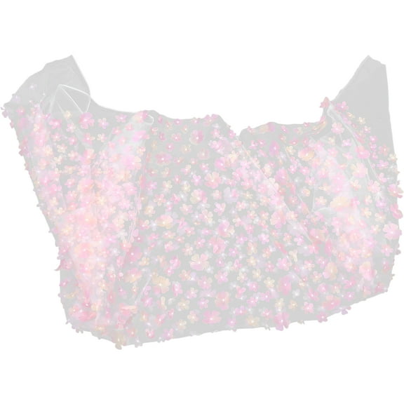 Onaparter Three-dimensional Flower Embroidery Net Decor Making Fabric Costumes Clothes DIY Craft Lace Vintage Dreses （As Shown）