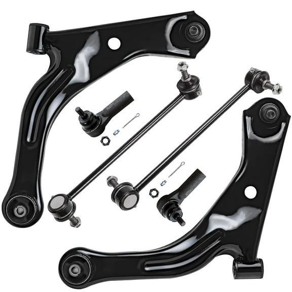 Detroit Axle - Front 6pc Suspension Kit for Ford Escape Mazda Tribute Mercury Marine 2005 2006 2007 2008 2009, Lower Control Arms 2 Sway Bars Inner Tie Rods Replacement, No Hybrid