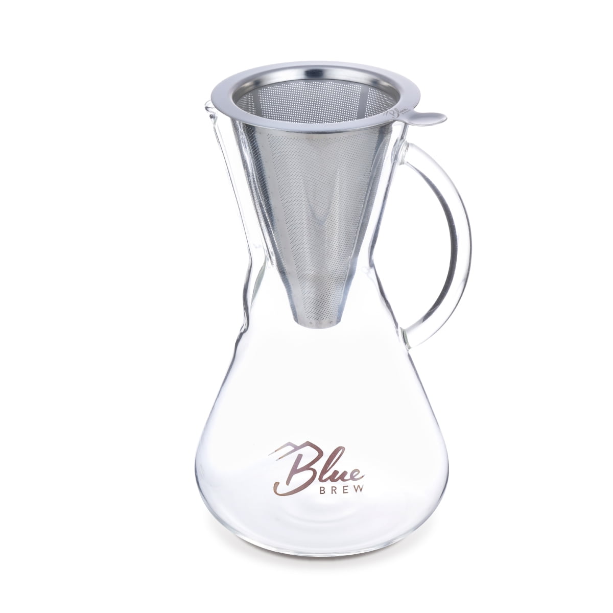 Blue Brew BB1011 Pour Over Brewer - Coffee Maker Carafe w/ Permanent Filter - 15oz