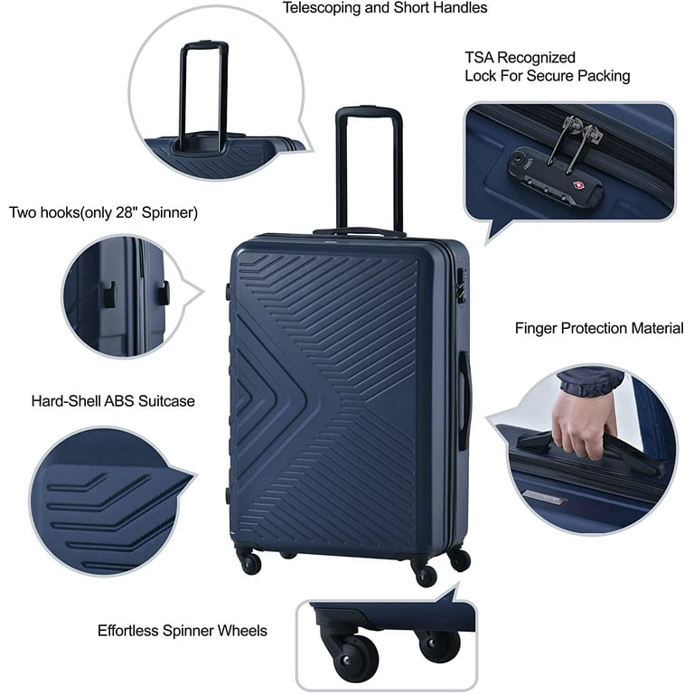 Aoibox New Hardshell Luggage Set in Navy 3-Piece Lightweight Spinner Wheels  Suitcase with TSA Lock (20 in./24 in./28 in.) SNMX4194 - The Home Depot