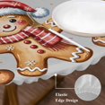 thumbnail image 3 of Gingerbread Grey Round Tablecloth, Fitted Table Cover with Elastic for 45"-54" Round Tables, Christmas Winter Snowflake Table Cloth Outdoor Indoor Dinning Party Waterproof Tablecloths, 3 of 7